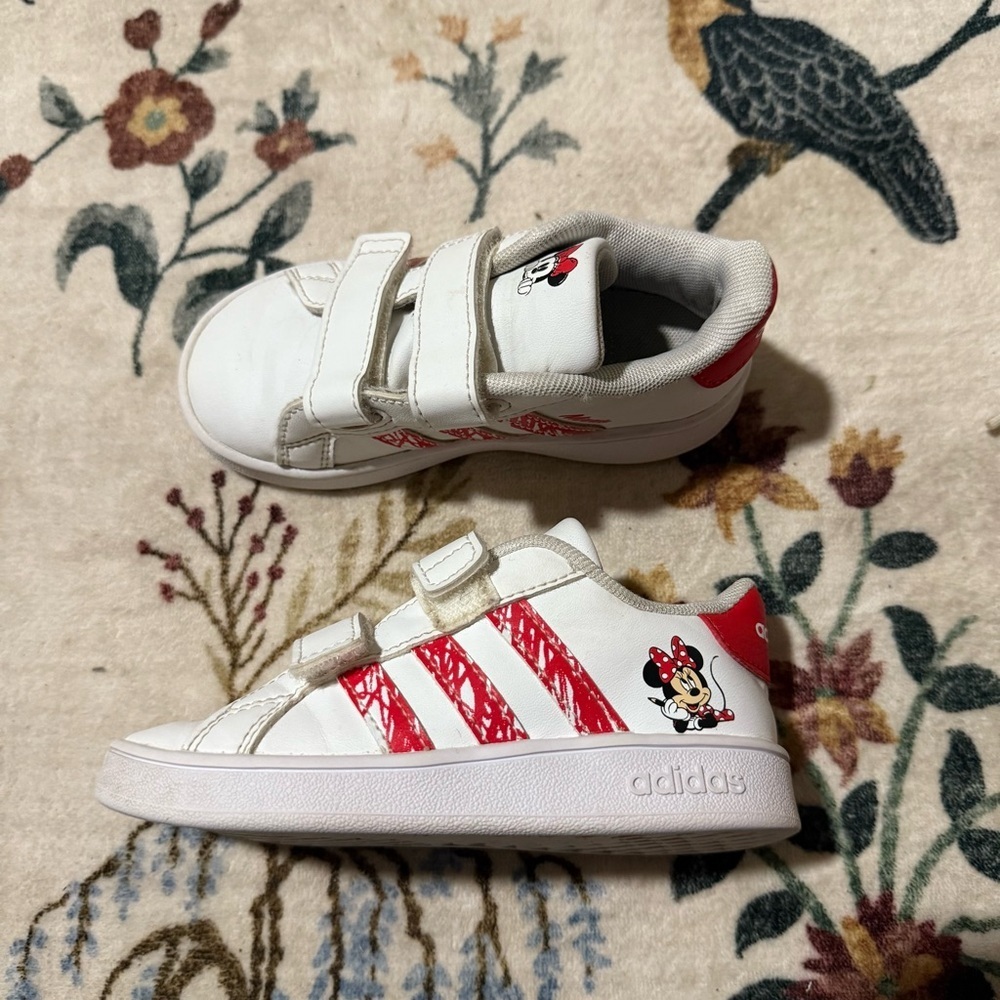 Adidas Kids White and Red Minnie Mouse Sneakers